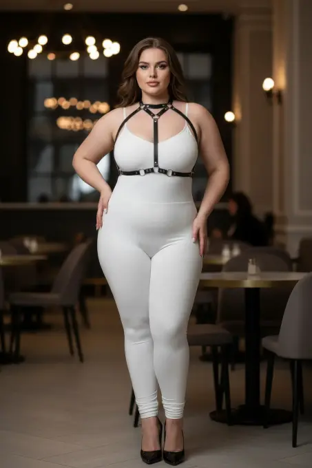 Büyük Beden Siyah Kadın Deri Harness Takım Halka Detaylı Kombin Aksesuarı - APFT245 - 5