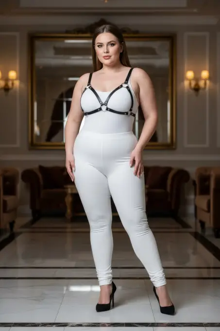 Büyük Beden Siyah Kadın Deri Harness Takım Halka Detaylı Sütyen Aksesuarı - APFT190 - 5