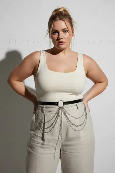 Büyük Beden Siyah Kadın Deri Kemer Çoklu Zincir Detaylı Tasarım - APFT922 - Angels Passion (1)