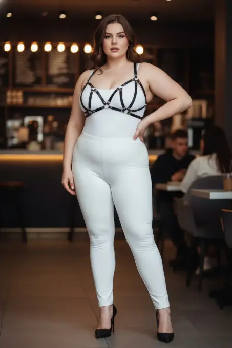 Büyük Beden Siyah Kadın Deri Sütyen Harness Takım Şık Aksesuarı - APFT111 - 3