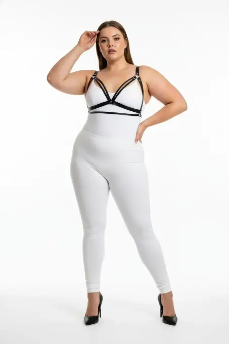 Büyük Beden Siyah Kadın Harness Büstiyer Tarzı Şık Aksesuar - APFT238 - 1