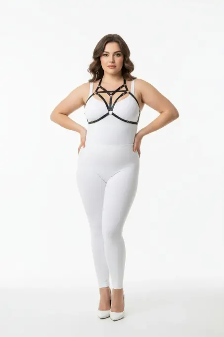 Büyük Beden Siyah Kadın Harness Özel Tasarım Lastik Aksesuar - APFT352 - 1