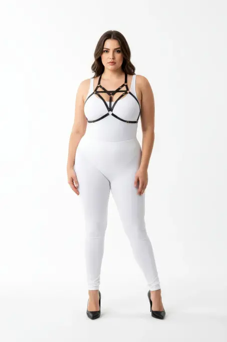 Büyük Beden Siyah Kadın Harness Özel Tasarım Lastik Aksesuar - APFT352 - 2