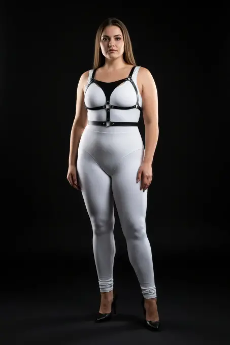 Büyük Beden Siyah Kadın Harness Takım Ayarlanabilir Deri Kombin Aksesuarı - APFT1388 - 3