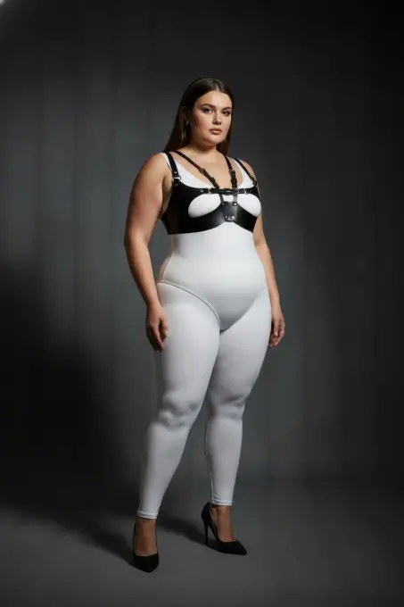 Büyük Beden Siyah Kadın Harness Takım Ayarlanabilir Deri Vücut Aksesuarı - APFT1377 - 4
