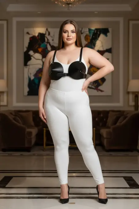 Büyük Beden Siyah Kadın Harness Takım Deri Büstiyer Vücut Aksesuarı - APFT250 - 3