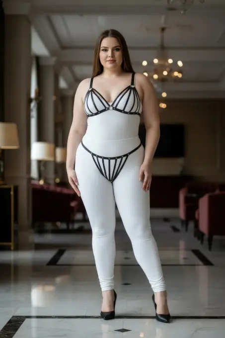 Büyük Beden Siyah Kadın Harness Takım Lastik Fantezi Aksesuar - APFT555 - 5