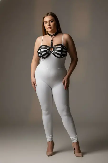 Büyük Beden Siyah Kadın Harness Takım Şık Deri Fantezi Aksesuar - APFT224 - 1