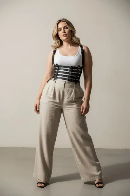 Büyük Beden Siyah Kadın Kemer Deri Body Harness Korse Stil - APFT630 - 4