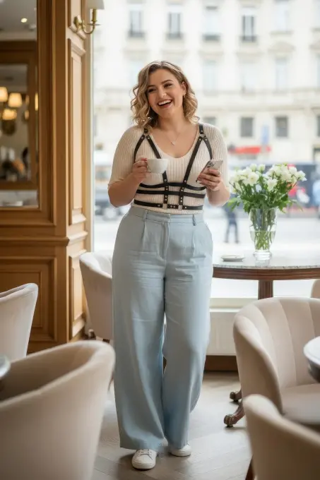 Büyük Beden Siyah Kadın Kemer Deri Harness Kombin Aksesuarı - APFT442 - 1