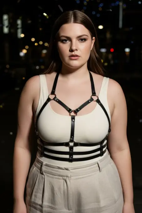 Büyük Beden Siyah Kadın Kemer Deri Harness Metal Detaylı - APFT760 - 5