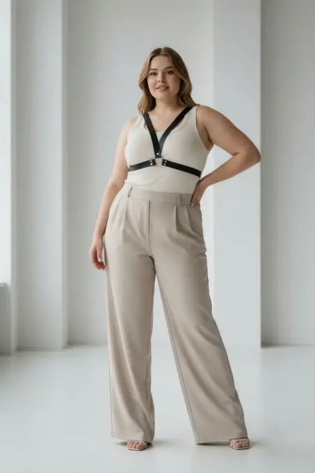 Büyük Beden Siyah Kadın Kemer Deri Harness Stil Kombin Tamamlayıcı - APFT633 - 2