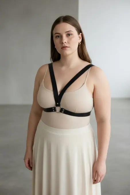 Büyük Beden Siyah Kadın Kemer Deri Harness Stil Kombin Tamamlayıcı - APFT633 - 3