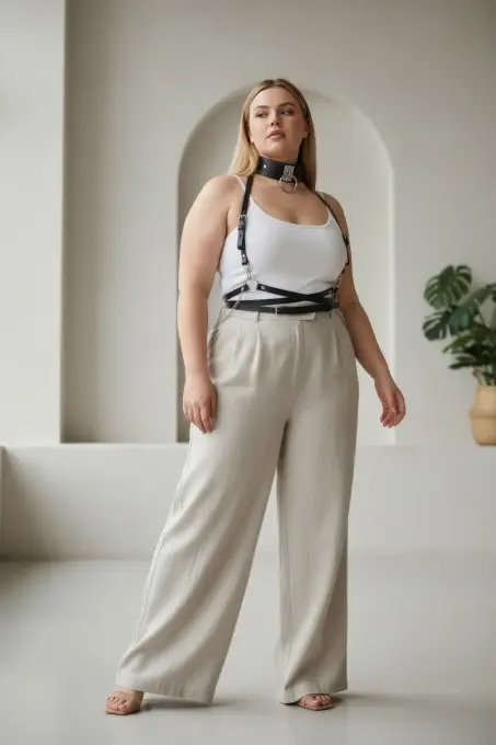 Büyük Beden Siyah Kadın Kemer Deri Harness Vücut Aksesuarı - APFT644 - 2