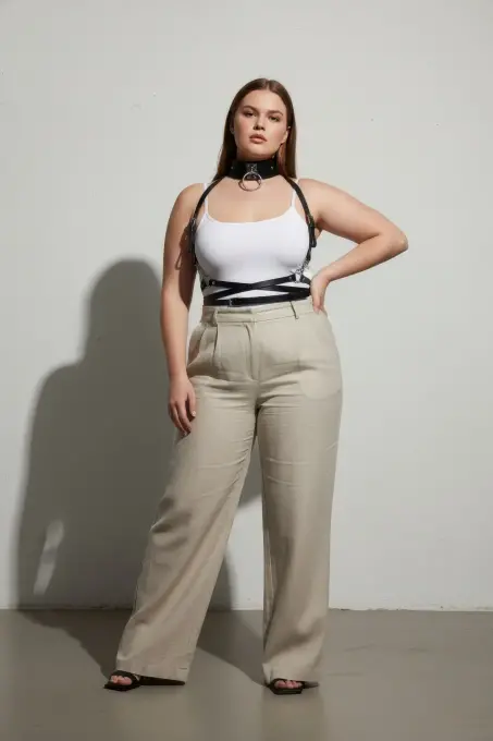 Büyük Beden Siyah Kadın Kemer Deri Harness Vücut Aksesuarı - APFT644 - 4