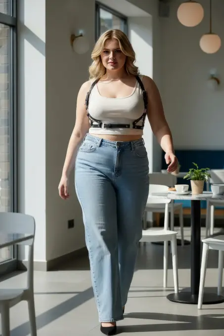 Büyük Beden Siyah Kadın Kemer Deri Harness Vücut Aksesuarı Kombin Tamamlayıcı - APFT938 - 1