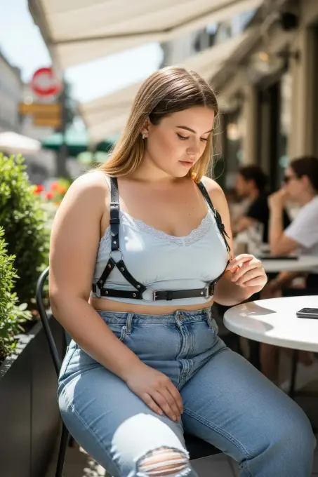 Büyük Beden Siyah Kadın Kemer Deri Harness Vücut Aksesuarı Kombin Tamamlayıcı - APFT938 - 3