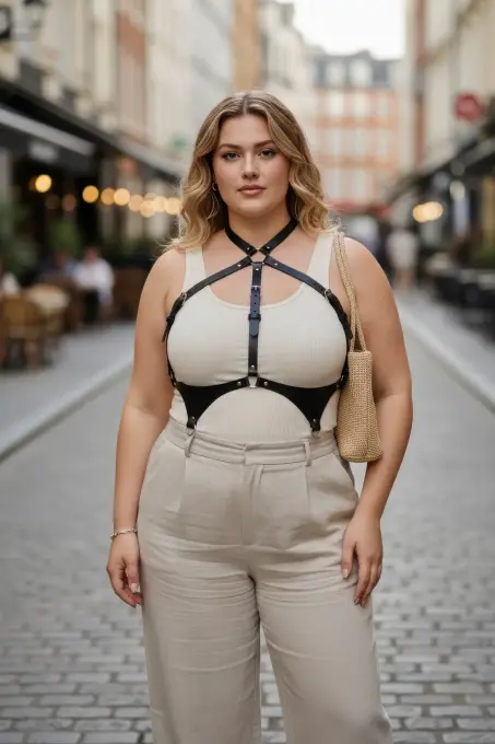 Büyük Beden Siyah Kadın Kemer Deri Vücut Aksesuarı Korse Tarzı Kombin Tamamlayıcı - APFT1110 - 1