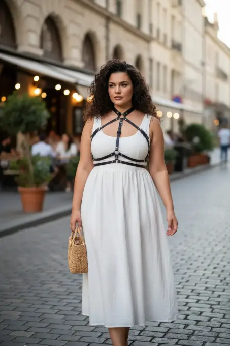 Büyük Beden Siyah Kadın Kemer Deri Vücut Kuşağı Korse Tarzı Kombin Tamamlayıcı - APFT119 - 1