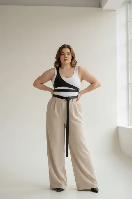 Büyük Beden Siyah Kadın Kemer Harness Detaylı Vücut Aksesuarı - APFT1120 - Angels Passion (1)