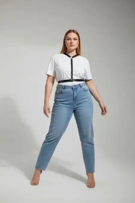 Büyük Beden Siyah Kadın Kemer Harness Model Deri Aksesuar - APFT599 - 1