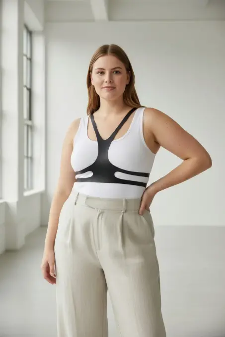 Büyük Beden Siyah Kadın Kemer Harness Stil Deri Vücut Aksesuarı - APFT1374 - Angels Passion (1)