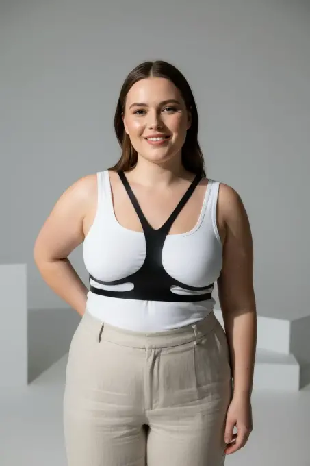 Büyük Beden Siyah Kadın Kemer Harness Stil Deri Vücut Aksesuarı - APFT1374 - 4