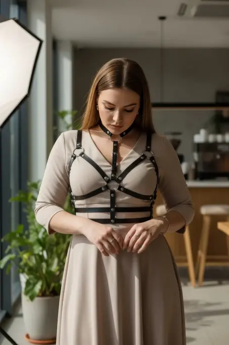 Büyük Beden Siyah Kadın Kemer İddialı Deri Kemeri - APFT154 - 3