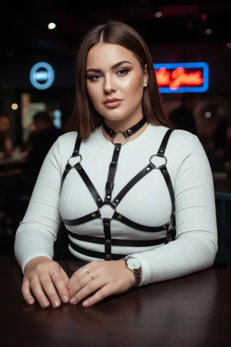 Büyük Beden Siyah Kadın Kemer İddialı Deri Kemeri - APFT154 - 5