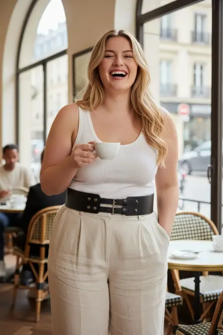 Büyük Beden Siyah Kadın Kemer Kalın Formda Çift Tokalı Zımba Detaylı - APFT1203 - 1