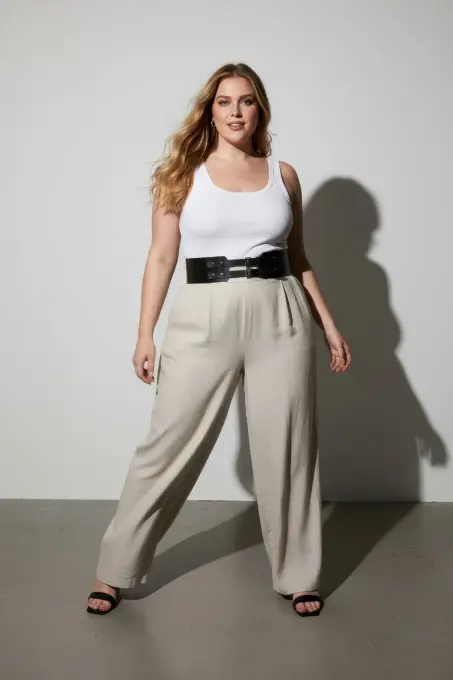 Büyük Beden Siyah Kadın Kemer Kalın Formda Çift Tokalı Zımba Detaylı - APFT1203 - 4