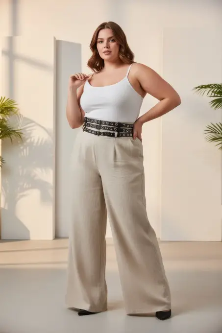 Büyük Beden Siyah Kadın Kemer Kalın Korse Stil Zımba Detaylı - APFT641 - Angels Passion (1)