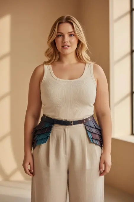 Büyük Beden Siyah Kadın Kemer Kalın Korse Tipi Deri Estetik Tasarım - APFT1254 - 3