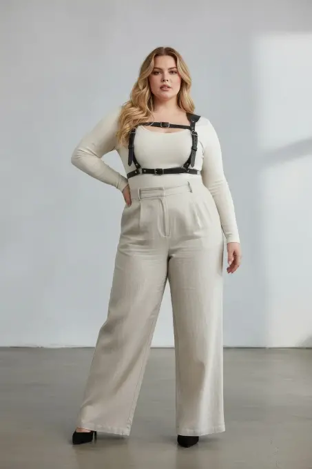 Büyük Beden Siyah Kadın Kemer Korse Stil Deri Vücut Aksesuarı - APFT1269 - 2