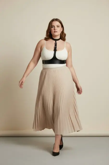 Büyük Beden Siyah Kadın Kemer Korse Tarzı Deri Harness Aksesuar - APFT1297 - 1