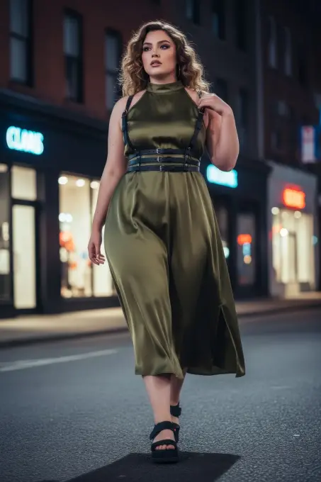 Büyük Beden Siyah Kadın Kemer Üç Bantlı Korse Tarzı Deri Harness - APFT178 - 4