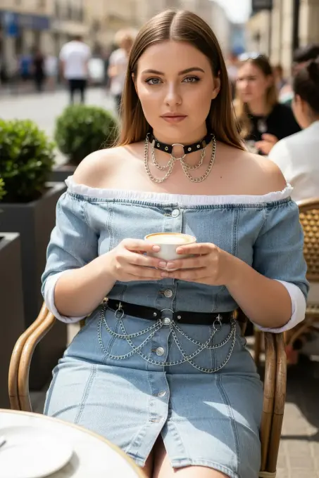 Büyük Beden Siyah Kadın Kemer Zincir Detaylı Deri Görünümlü Kombin Aksesuarı - APFT506 - 3