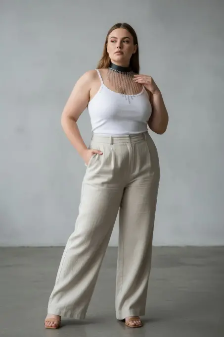 Büyük Beden Siyah Kadın Kemer Zincir Detaylı Maksimalist Tasarım - APFT629 - Angels Passion (1)