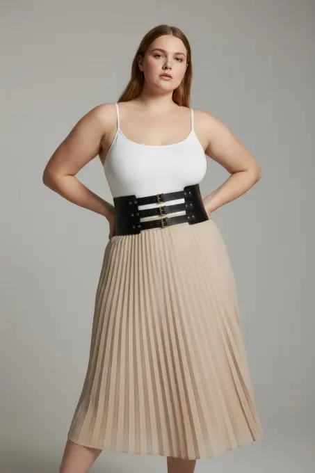 Büyük Beden Siyah Kadın Korse Kemer Üç Tokalı Geniş Bel Şekillendirici - APFT624 - Angels Passion (1)