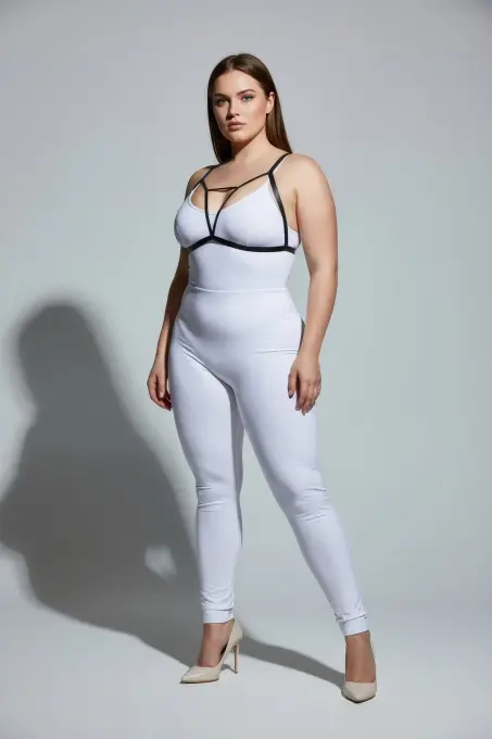 Büyük Beden Siyah Kadın Lastik Harness Ayarlanabilir Fantezi Aksesuarı - APFT104 - 3