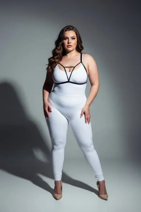 Büyük Beden Siyah Kadın Lastik Harness Ayarlanabilir Fantezi Aksesuarı - APFT104 - 4