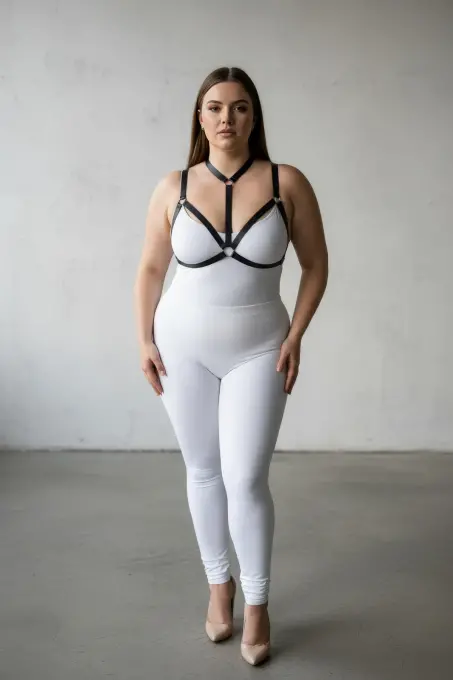 Büyük Beden Siyah Kadın Lastik Harness Şık Vücut Aksesuarı - APFT93 - Angels Passion (1)