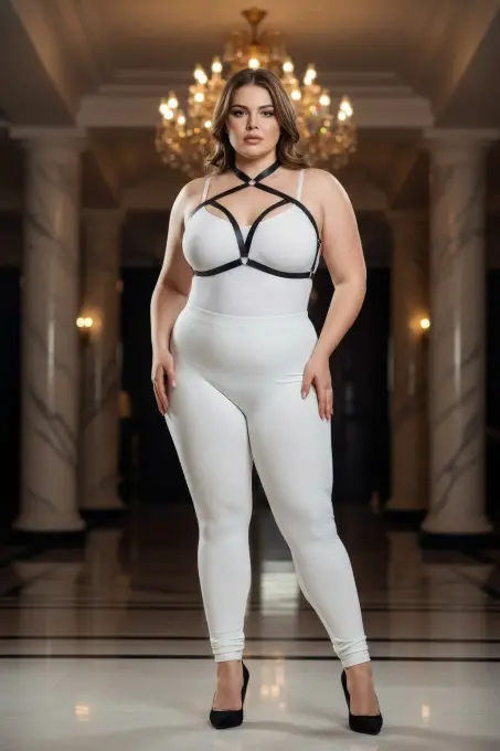 Büyük Beden Siyah Kadın Lastik Harness Takım Çapraz Askılı Sütyen Aksesuarı - APFT100 - 5