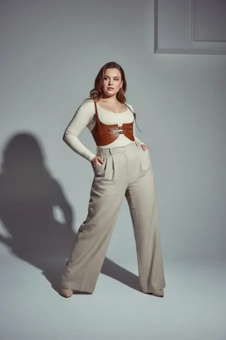 Büyük Beden Taba Kadın Kemer Askılı Deri Korse Stil Kombin Tamamlayıcı - APFT605 - 2