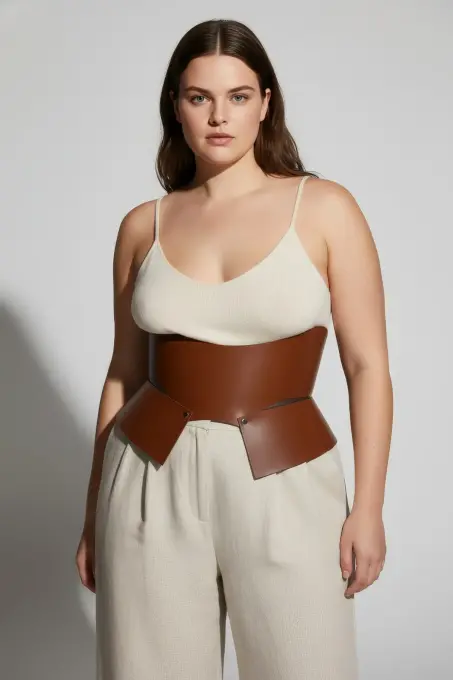 Büyük Beden Taba Kadın Kemer Korse Tarzı Geniş Bel Şekillendirici - APFT611 - 5