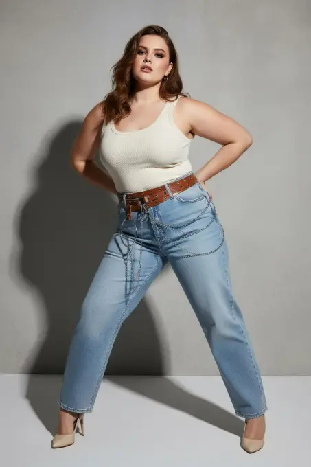 Büyük Beden Taba Kadın Kemer Zincir Detaylı Halkalı Trend Tasarım - APFT731 - 4