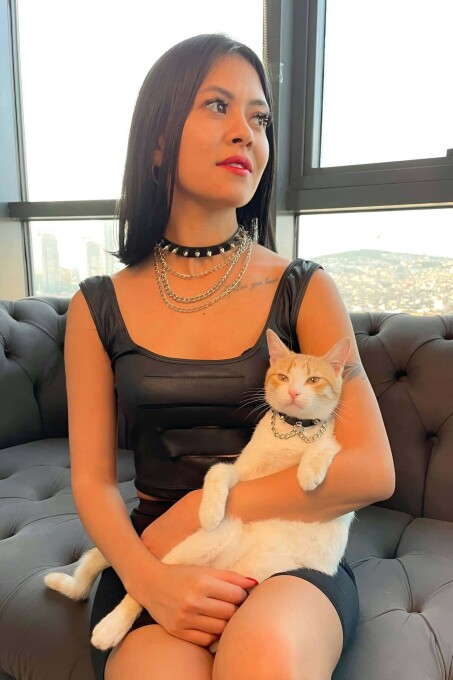 Çivi ve Zincir Detaylı Şık Anne - Kedi Choker Set - APFT1042 - 1