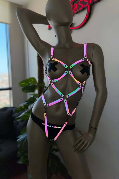 Dansçı Kıyafetleri - Karanlıkta Parlayan Reflektörlü Body Harness - 1