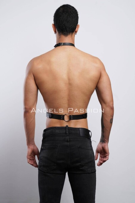 Deri Boyundan Askılı Erkek Harness, Clubwear, Leather Partywear - APFTM124 - 5