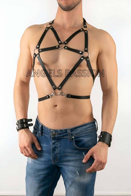 Deri Erkek Göğüs Üzeri Harness - APFTM80 - 2